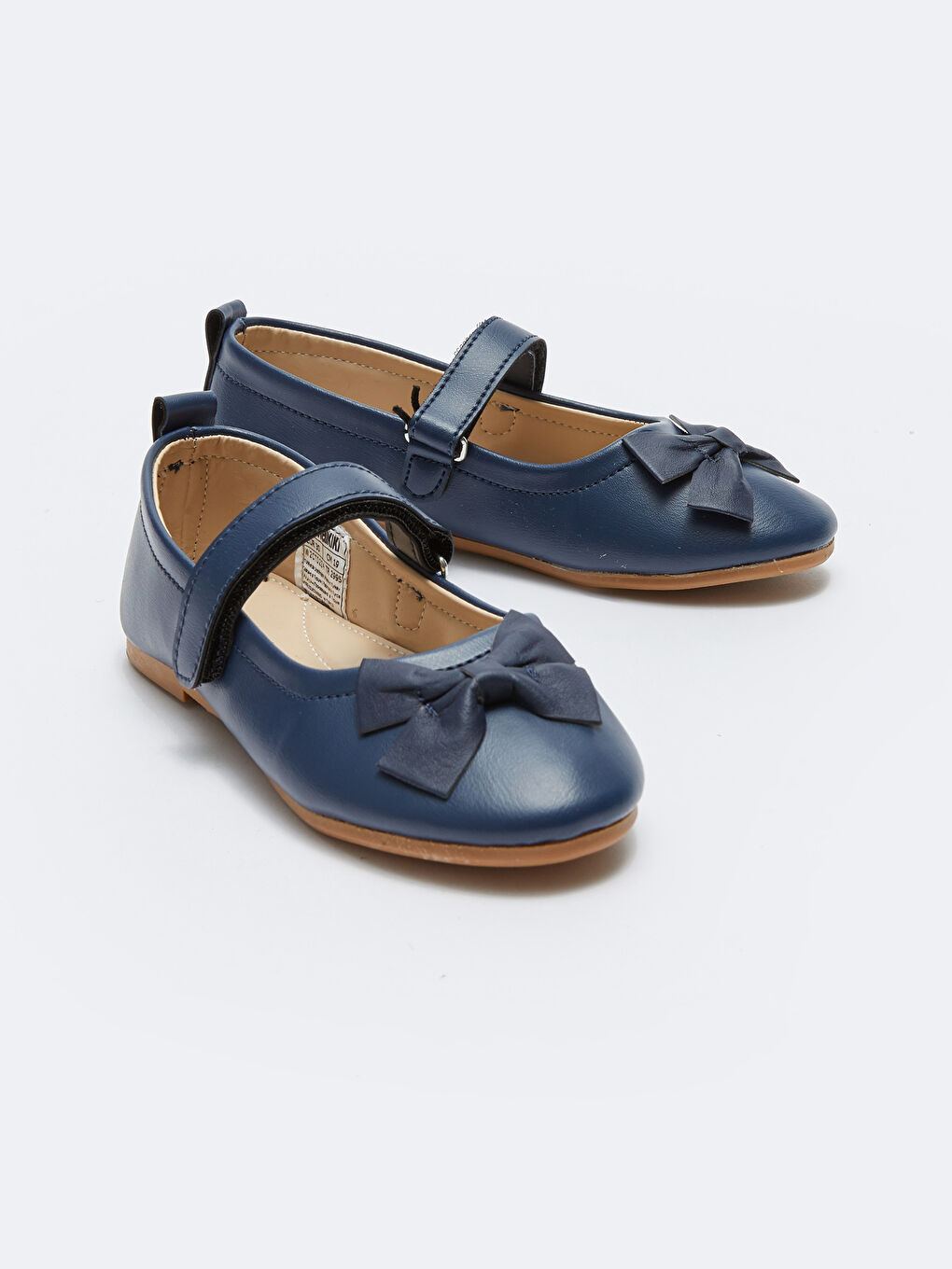 Lacivert Deri Görünümlü Fiyonk Detaylı Kız Çocuk Babet-2