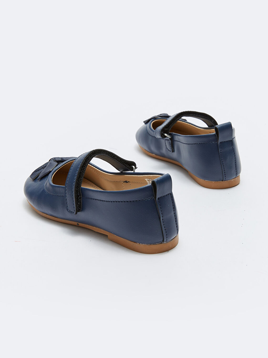 Lacivert Deri Görünümlü Fiyonk Detaylı Kız Çocuk Babet-4