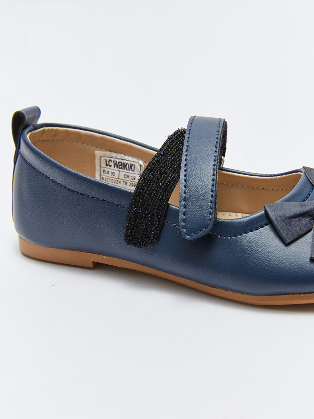Lacivert Deri Görünümlü Fiyonk Detaylı Kız Çocuk Babet-5