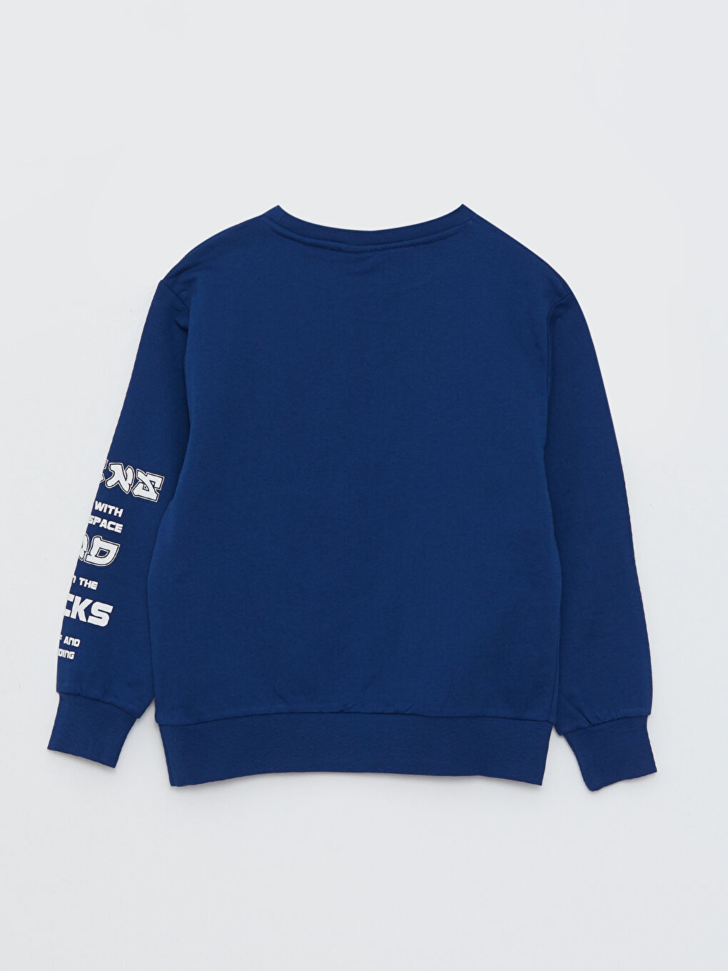 Ұлдарға арналған ұзын жеңді принтті дөңгелек жағалы свитшот-3