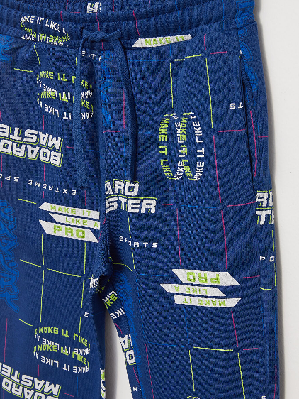 Lacivert Beli Lastikli Baskılı Erkek Çocuk Jogger Eşofman Altı-2