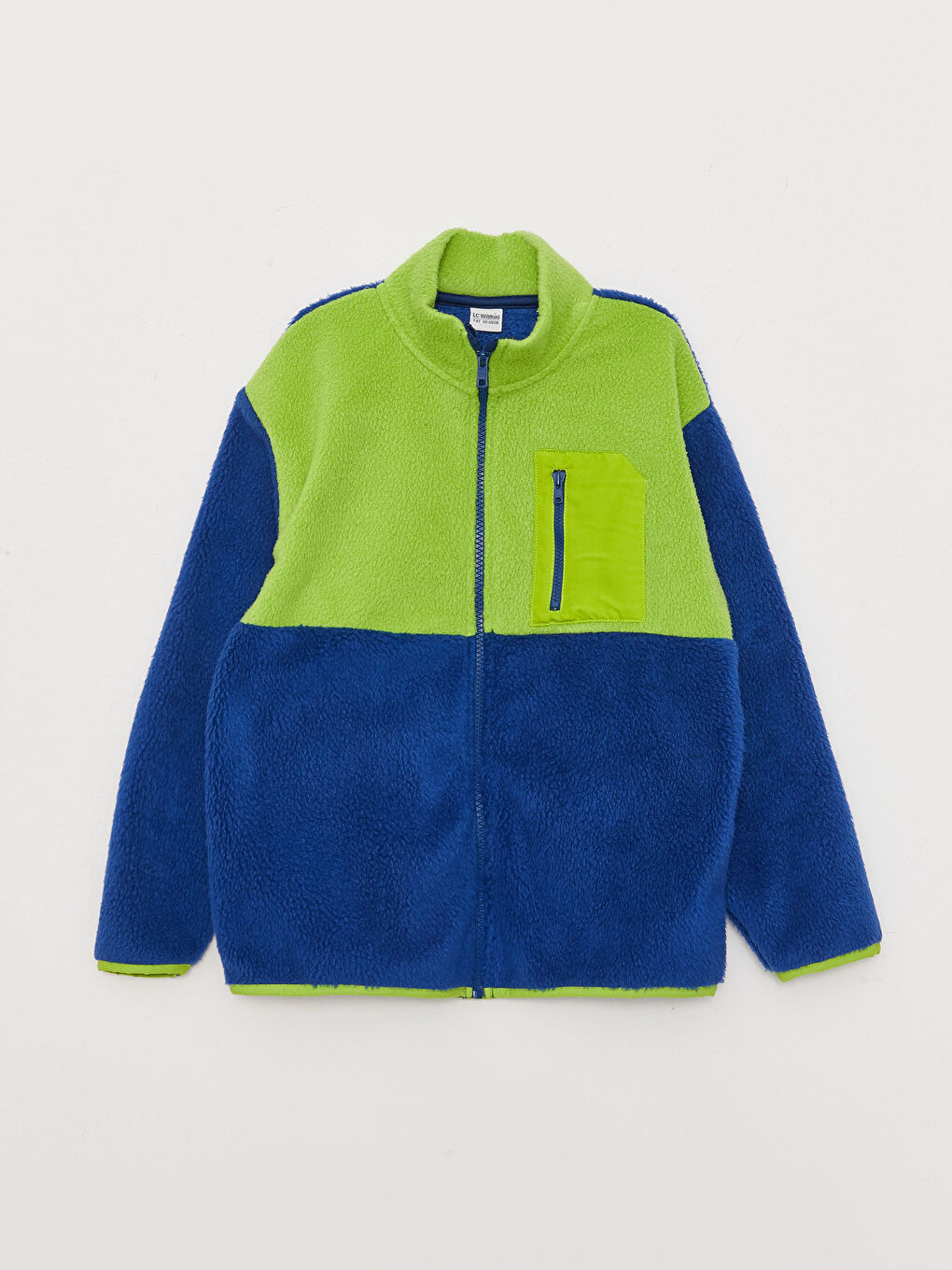 Stand Up Collar Color Block Long Sleeve Fleece Boys Zippered Sweatshirt