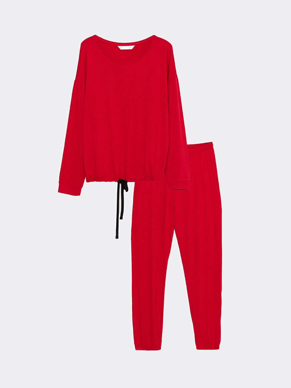 Kırmızı Bisiklet Yaka Yılbaşı Temalı Kadın Pijama Takımı-5