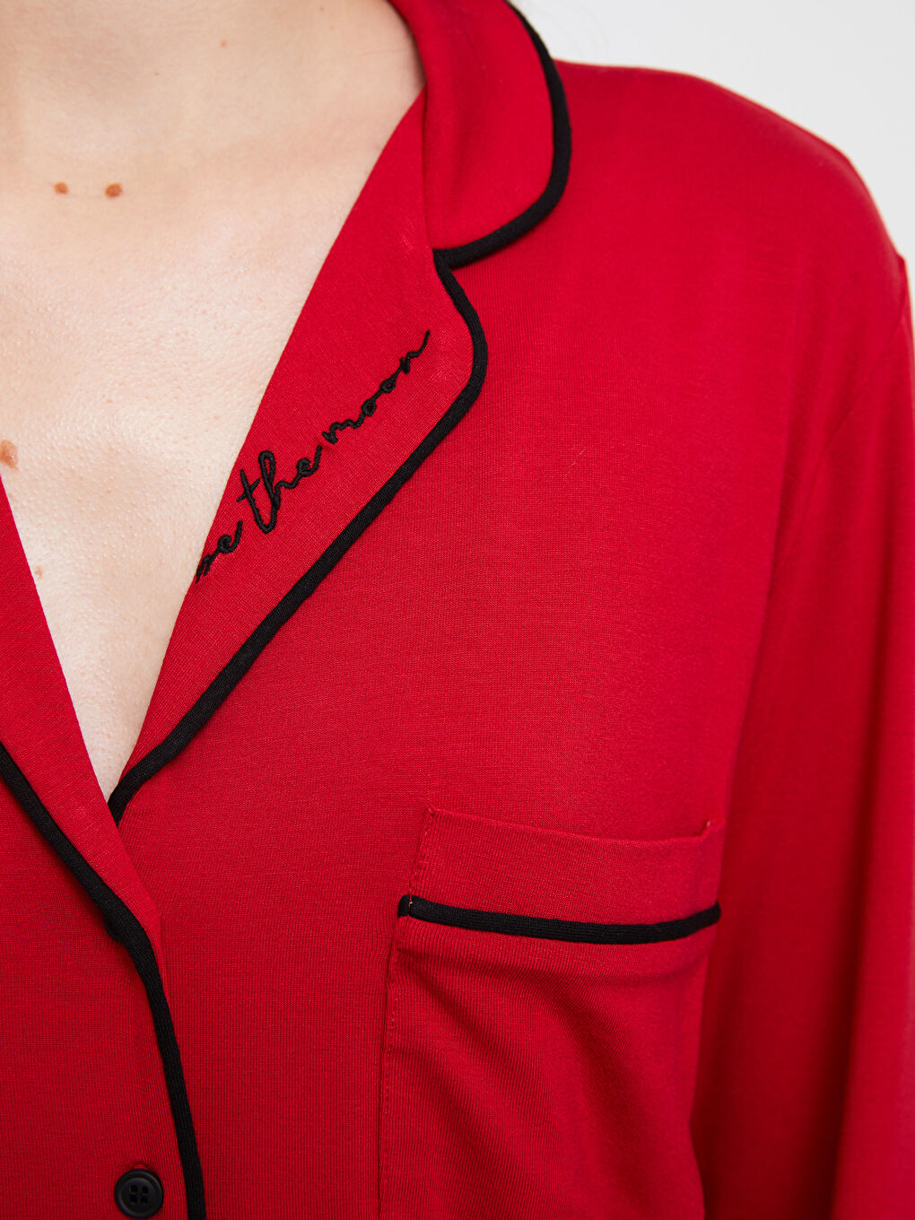 Kırmızı Yılbaşı Temalı Uzun Kollu Kadın Pijama Takımı-3