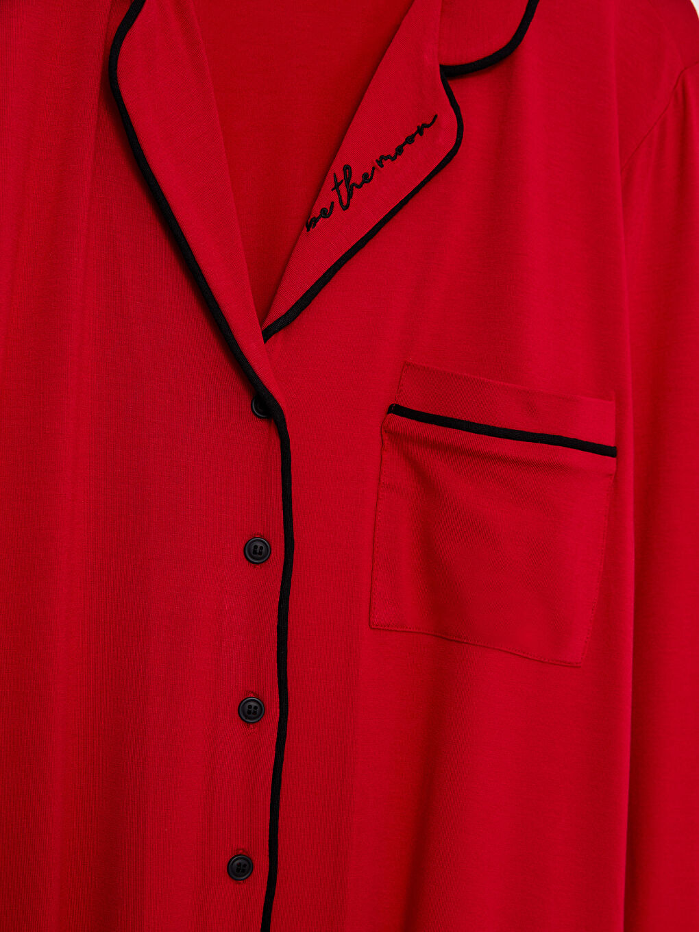 Kırmızı Yılbaşı Temalı Uzun Kollu Kadın Pijama Takımı-8