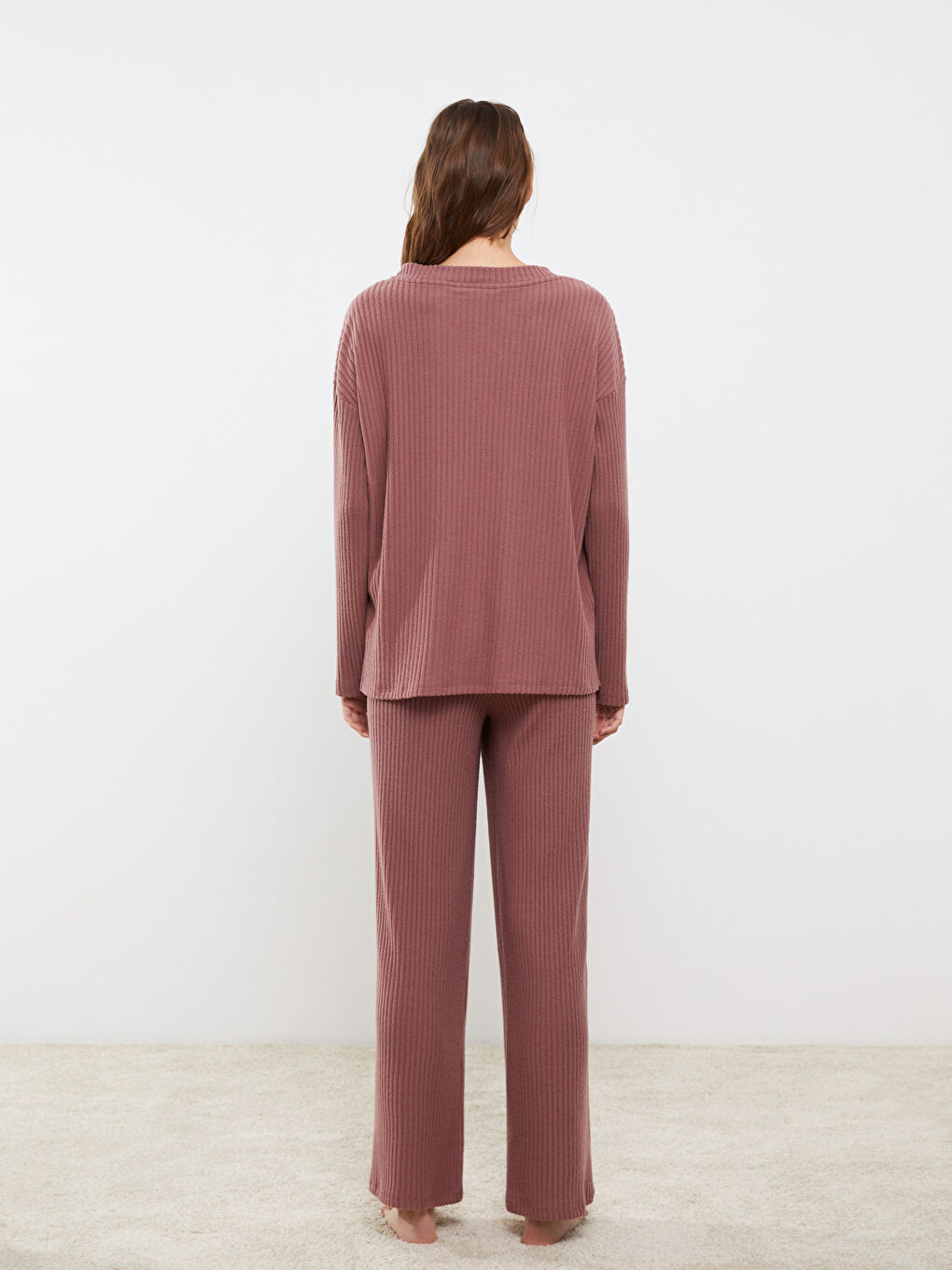 V Neck Regular Long Sleeve Women's Pajama Set-4