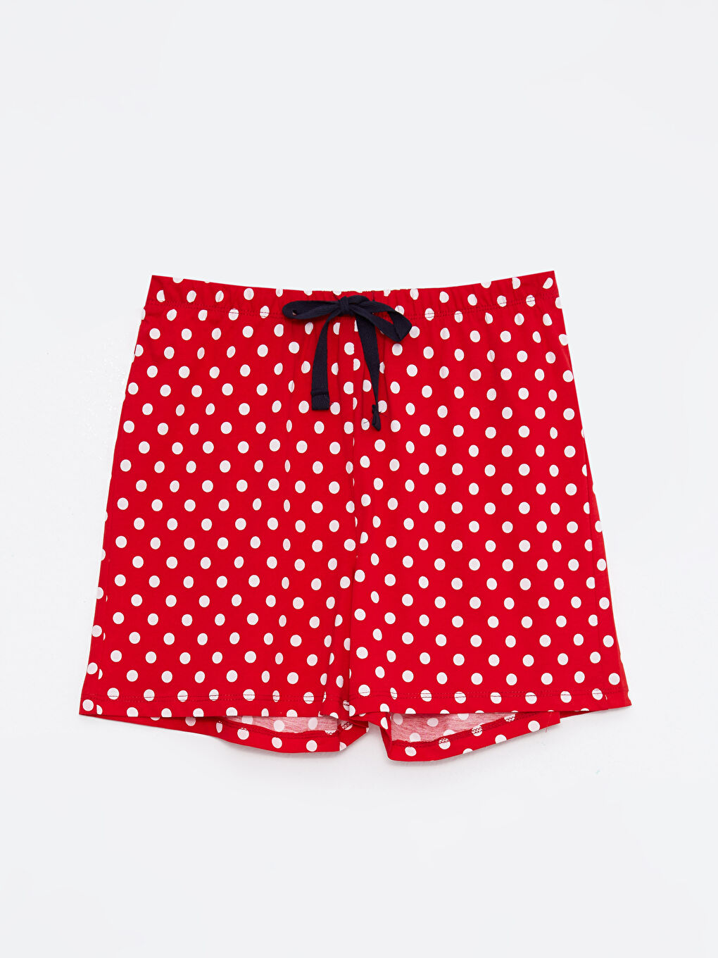 Kırmızı Bisiklet Yaka Yılbaşı Temalı Kısa Kollu Pamuklu Kadın Pijama Takımı-7