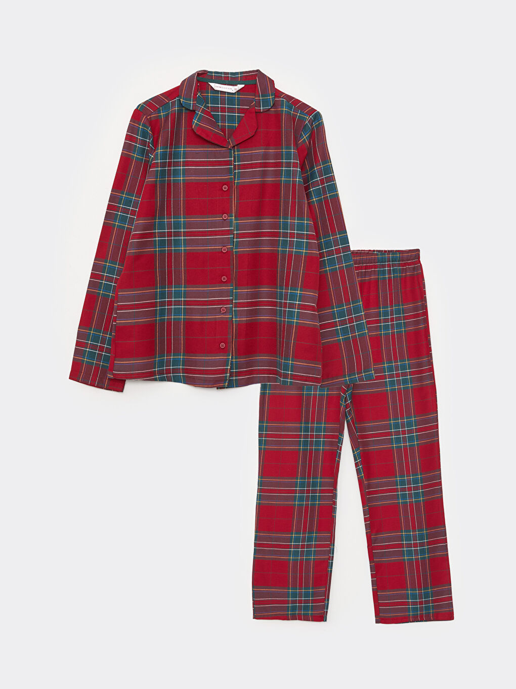 LCW DREAM Shirt Neck New Year Themed Long Sleeve Women's Pajama Set -W2CT43Z8-LPA