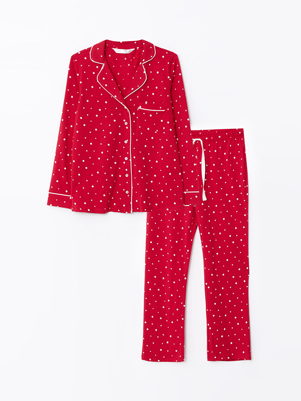 طقم بيجاما نسائي قطني بأكمام طويلة بنقشة رأس السنة و ياقة قميص-5