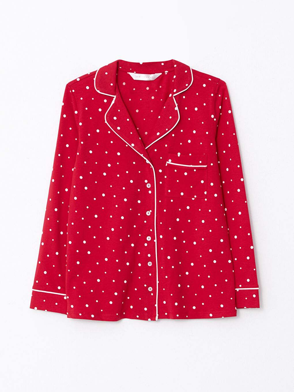 طقم بيجاما نسائي قطني بأكمام طويلة بنقشة رأس السنة و ياقة قميص-6