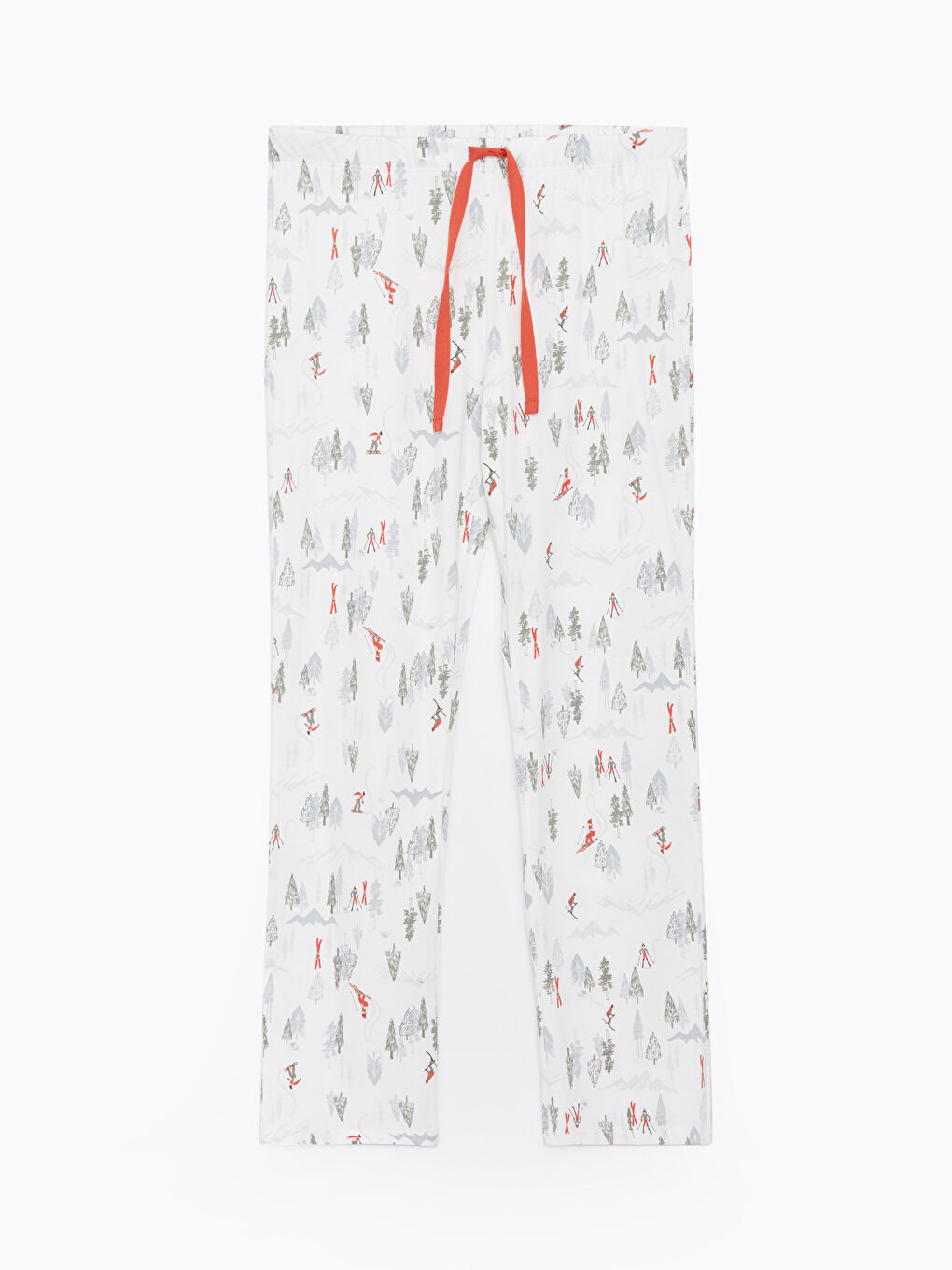 Ekru Gömlek Yaka Yılbaşı Temalı Uzun Kollu Kadın Pijama Takımı-7