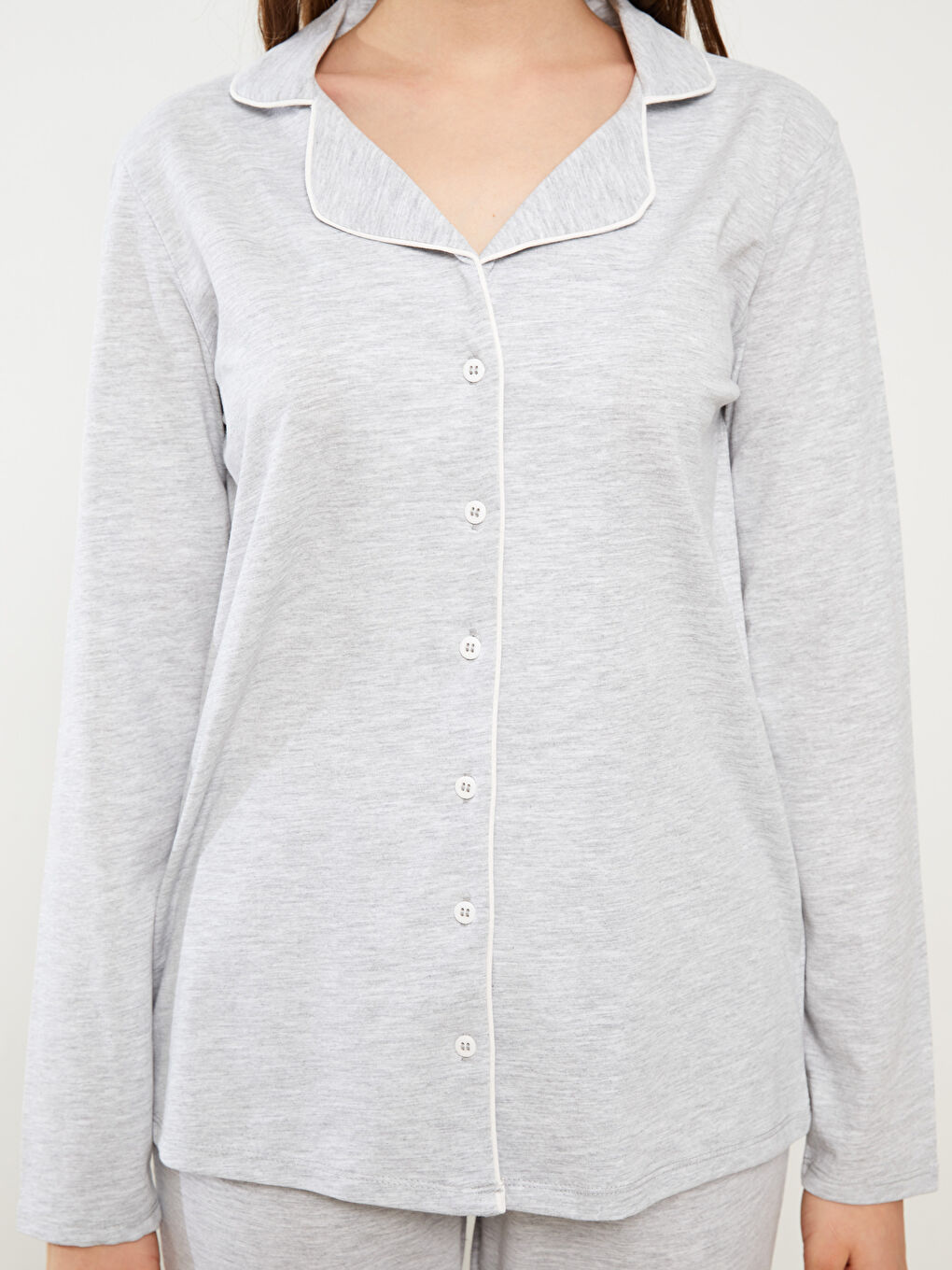 პერანგის საყელო, უბრალო, გრძელმკლავიანი, ქალებისთვის პიჟამის ნაკრები-3