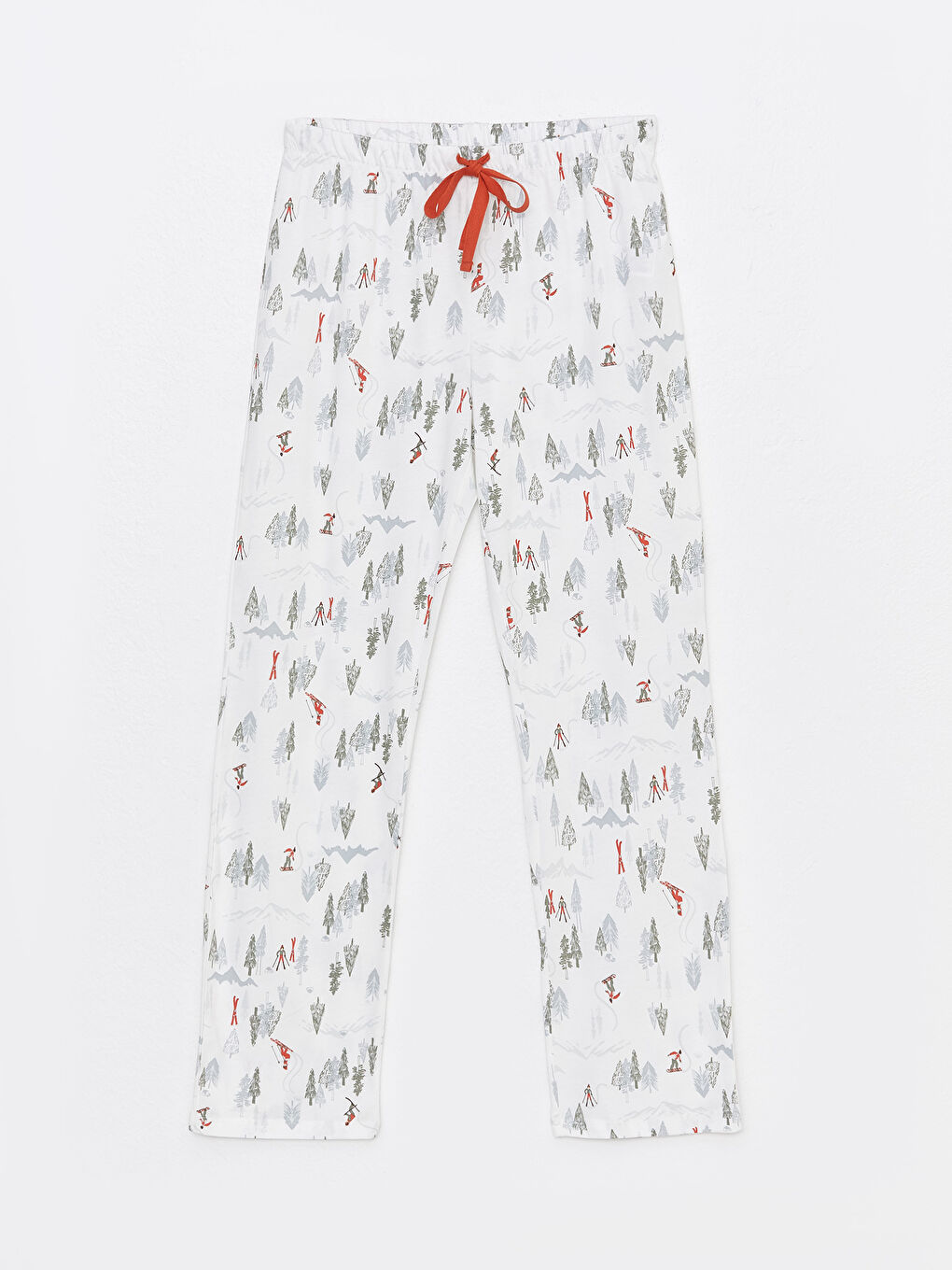 Ekru Bisiklet Yaka Yılbaşı Temalı Kadın Pijama Takımı-7