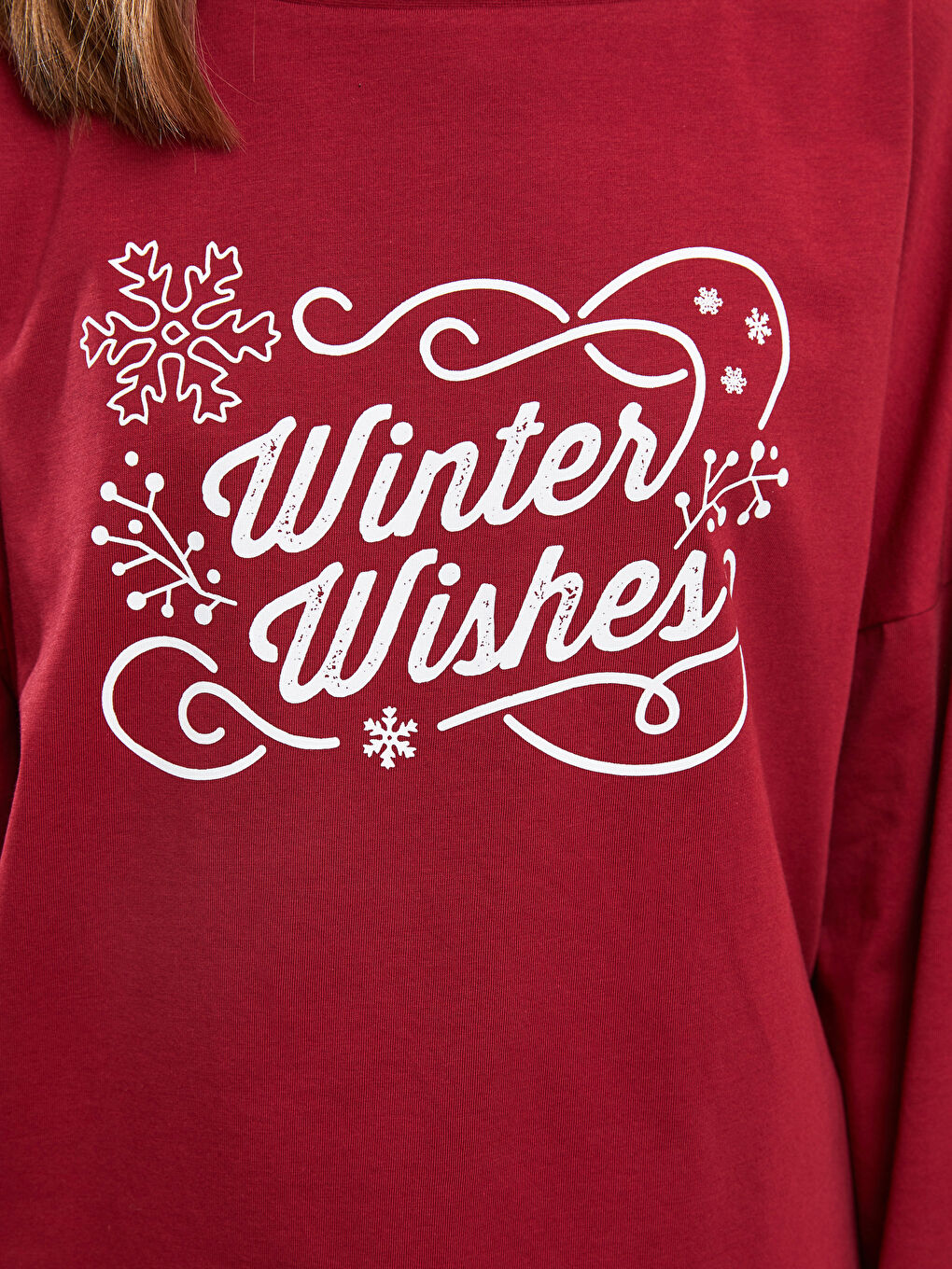 Siyah Bisiklet Yaka Yılbaşı Temalı Kadın Pijama Takımı-4