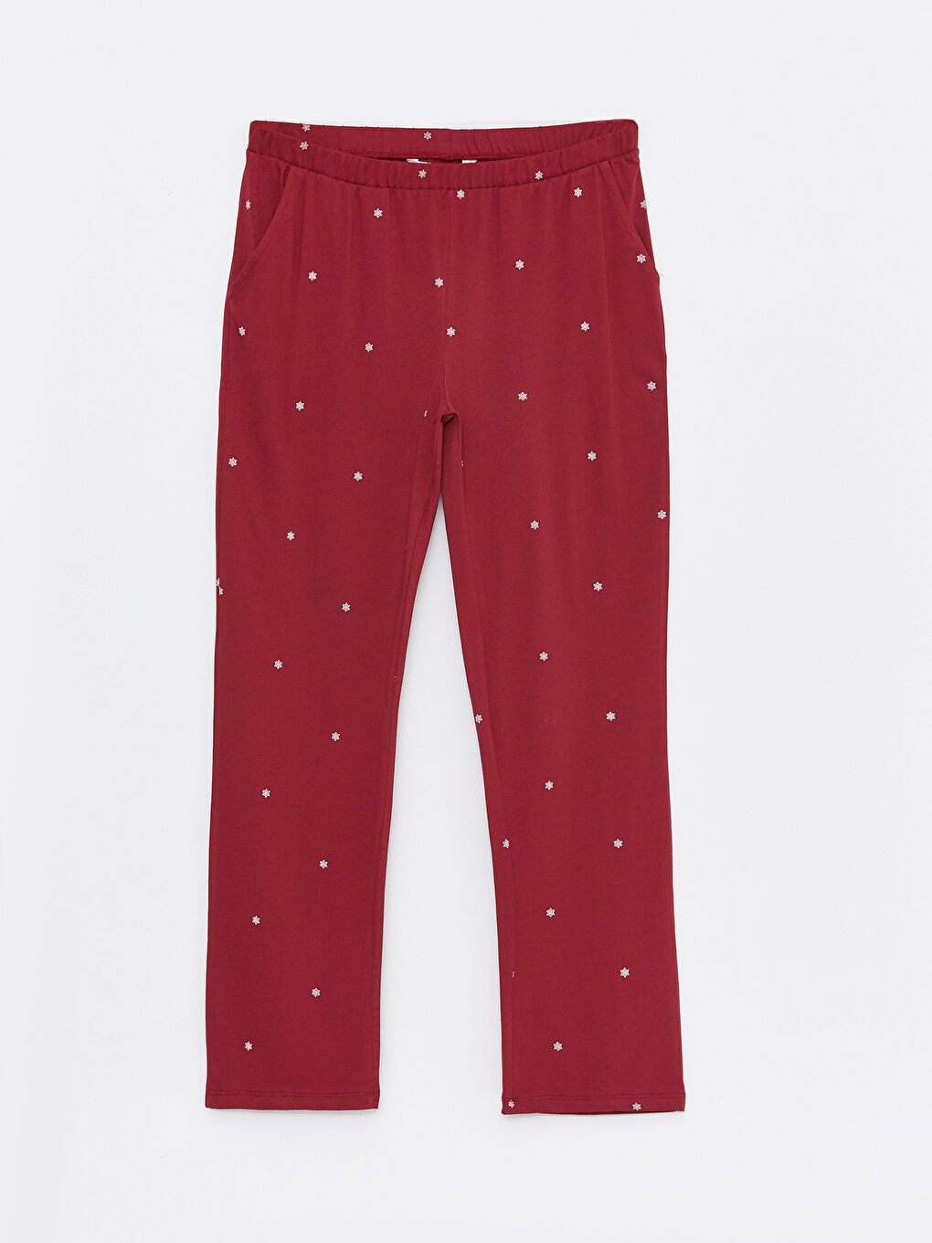 Bordo Bisiklet Yaka Yılbaşı Temalı Kadın Pijama Takımı-7
