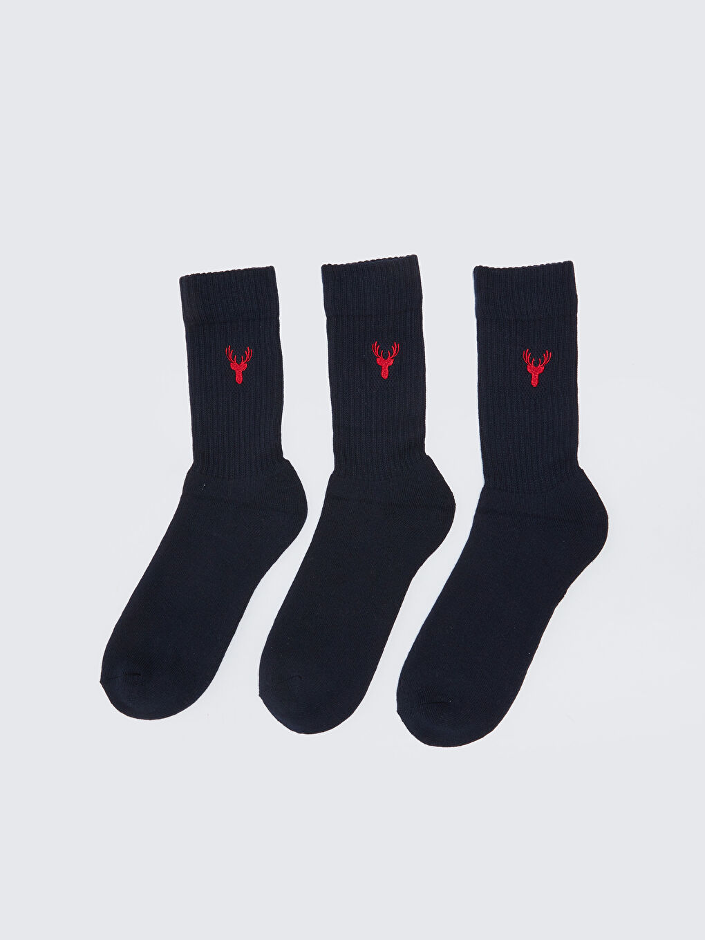 Lacivert Nakışlı Erkek Soket Çorap 3'lü-1
