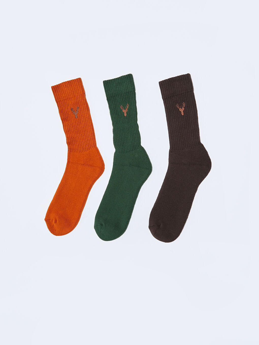 Haki Nakışlı Erkek Soket Çorap 3'lü-1