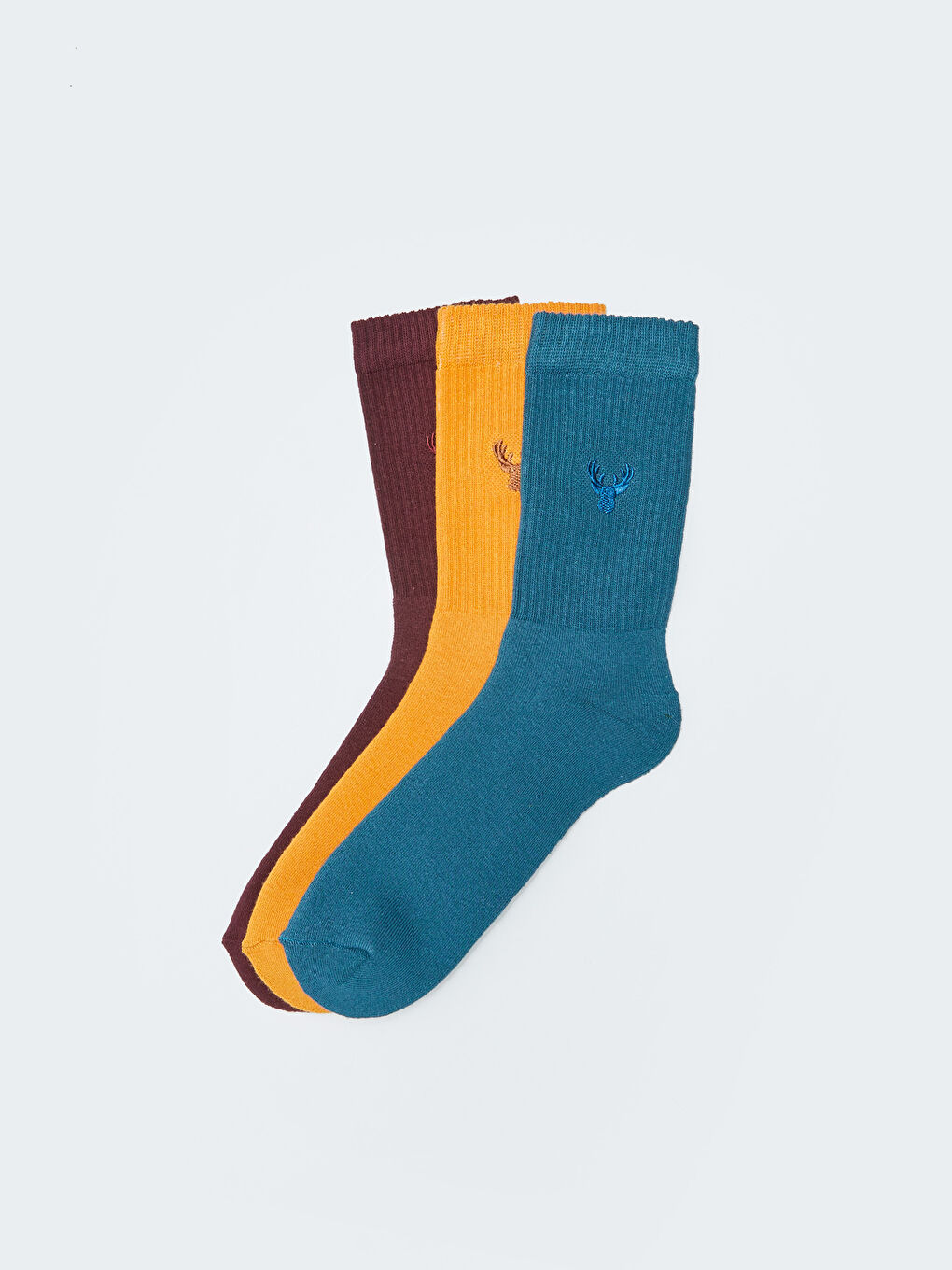 LCW ACCESSORIES Embroidered Men's Ankle Socks 3-packs -W2CT75Z8-DKK