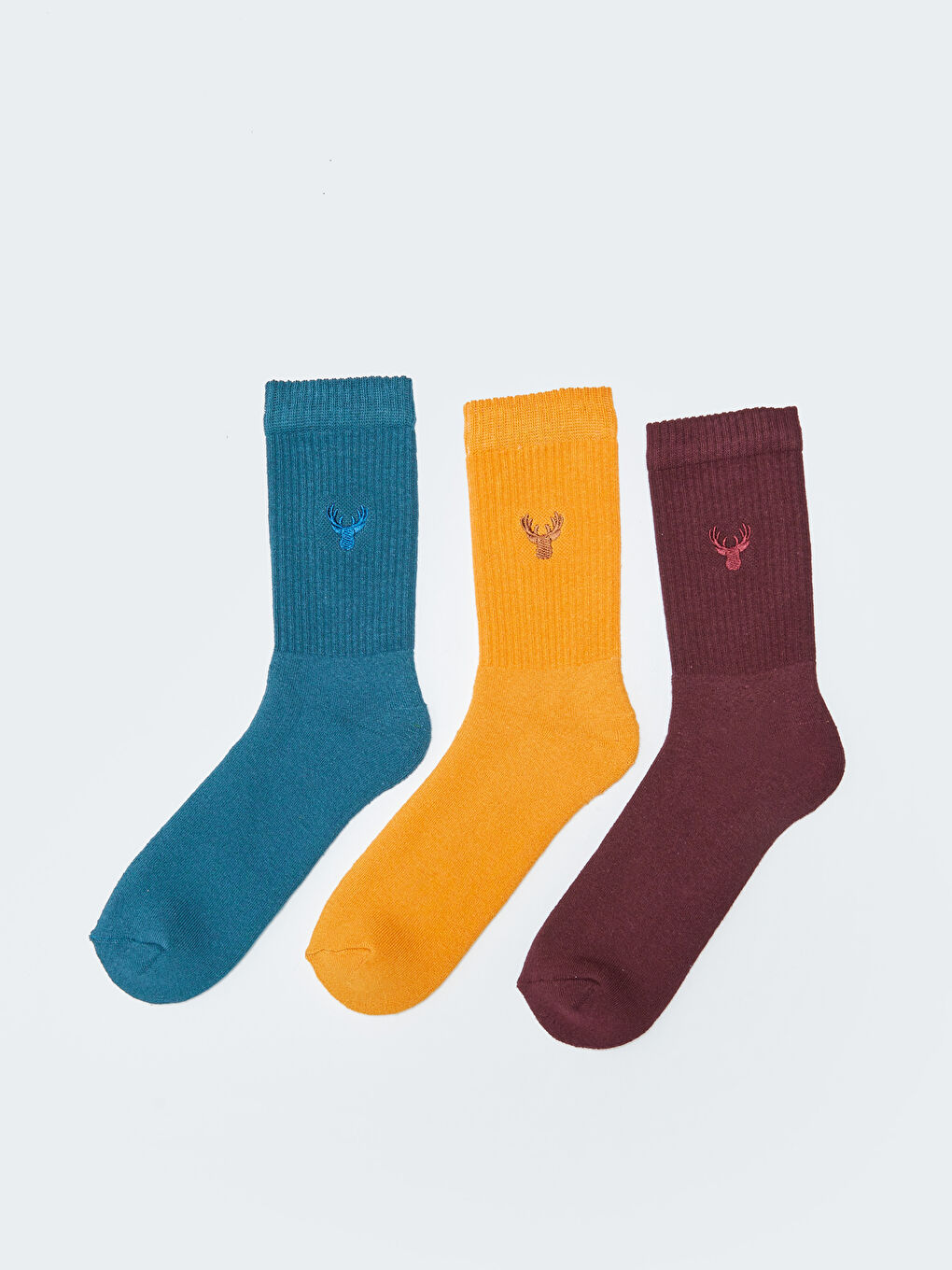 LCW ACCESSORIES Embroidered Men's Ankle Socks 3-packs -W2CT75Z8-DKK