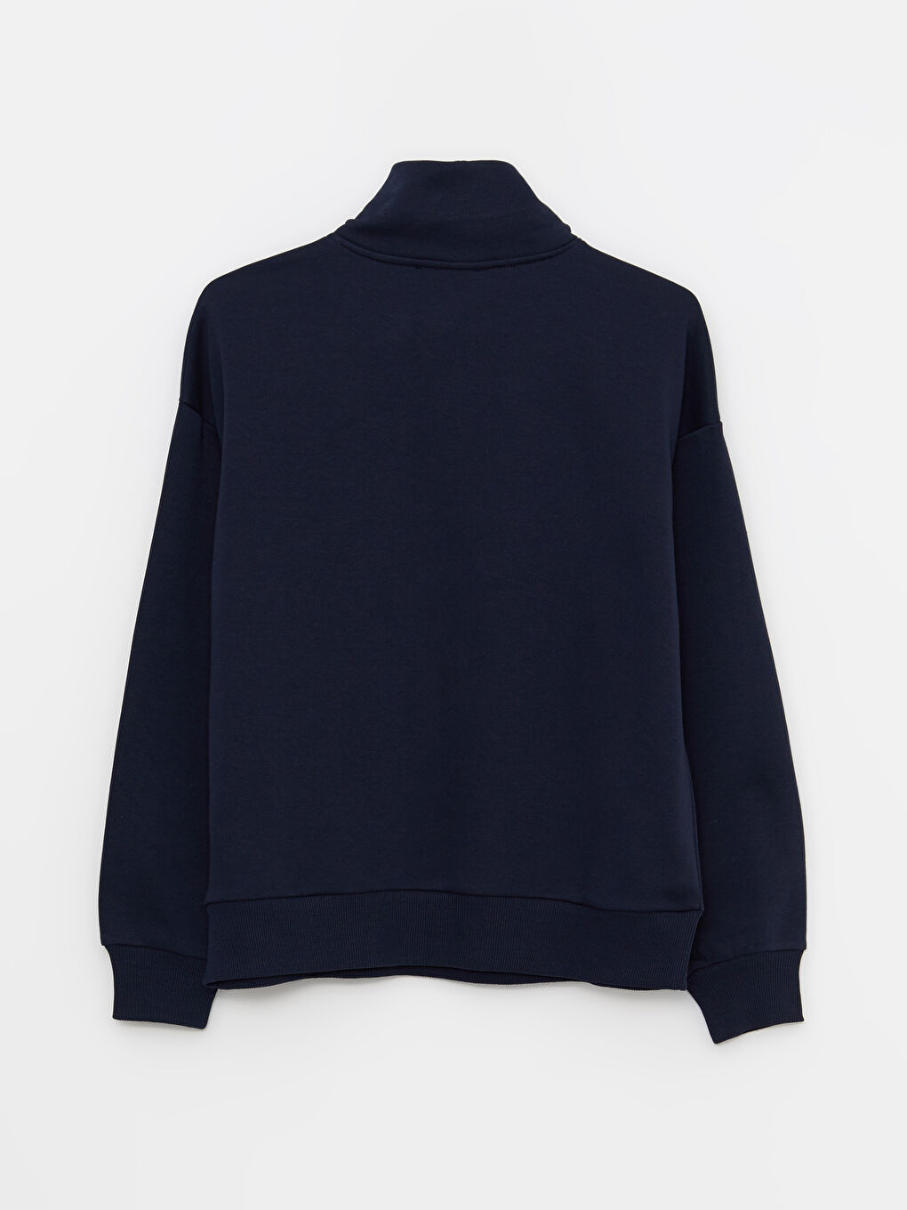 Lacivert Dik Yaka Baskılı Uzun Kollu Kadın Sweatshirt-6