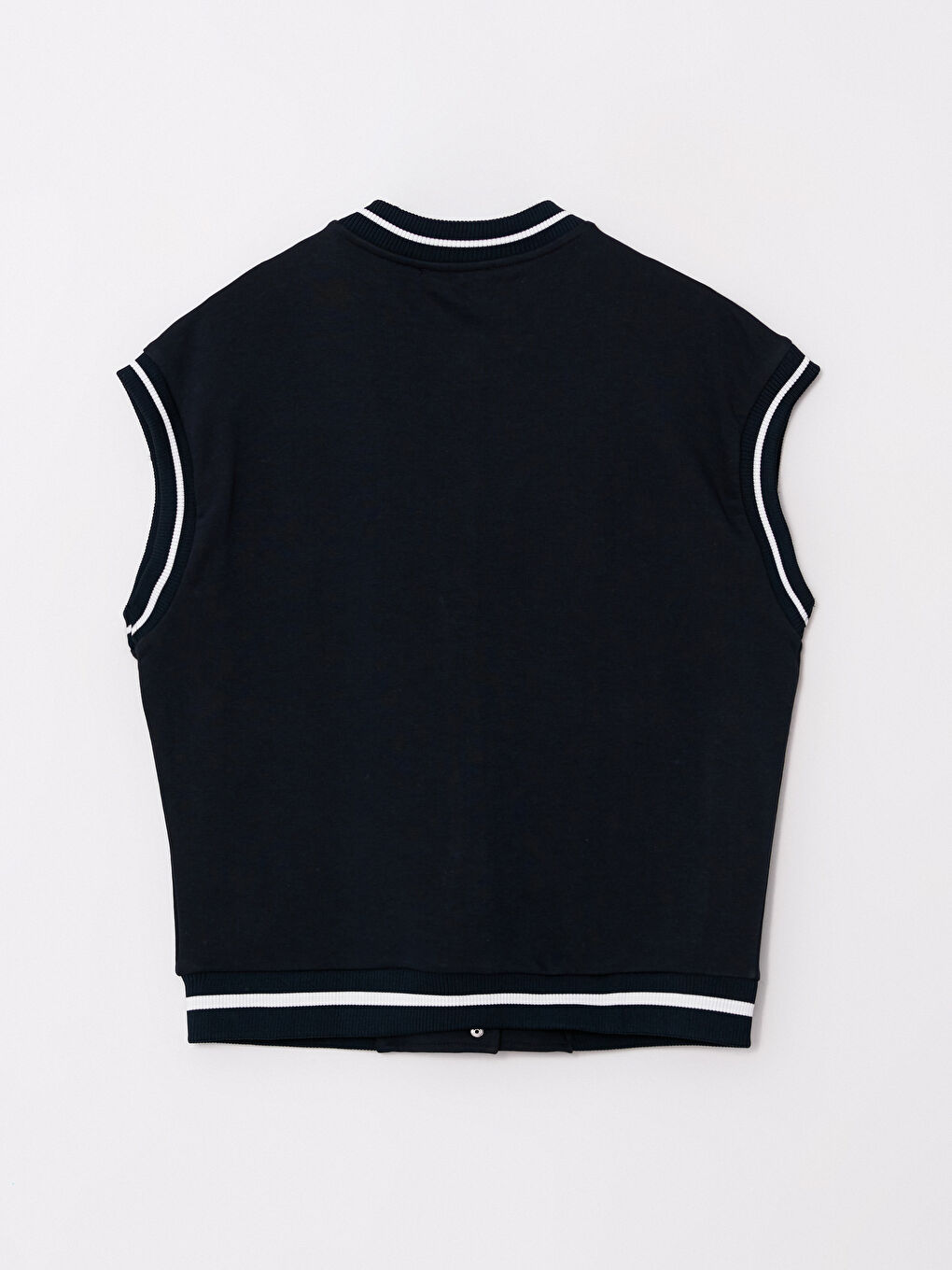 Lacivert Bisiklet Yaka Nakışlı Kadın Yelek-6