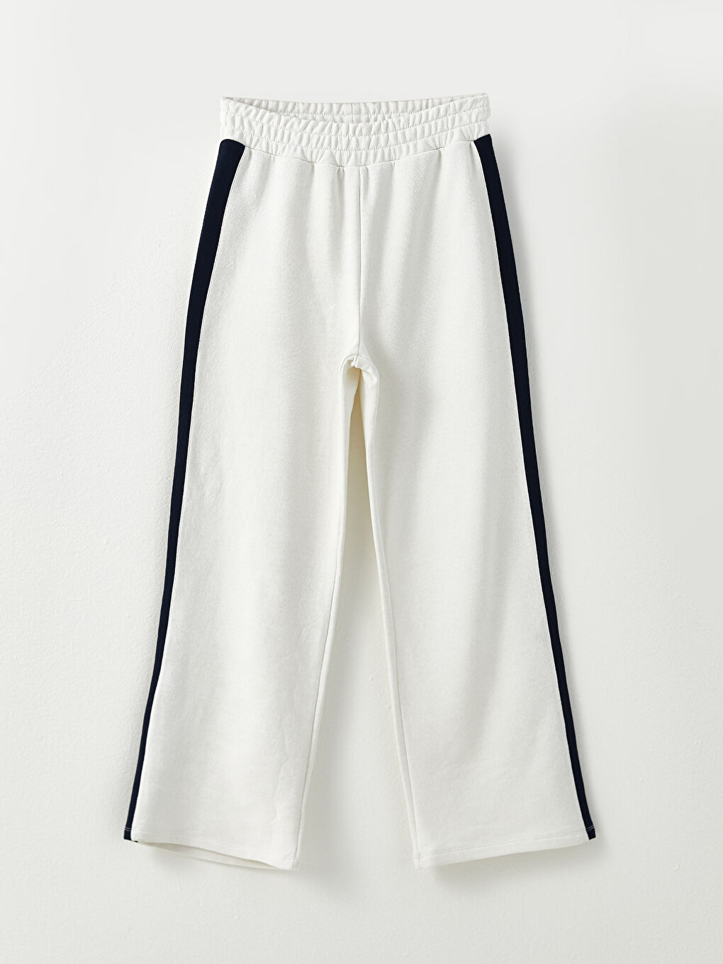 Ekru Beli Lastikli Renk Bloklu Kadın Eşofman Altı-5