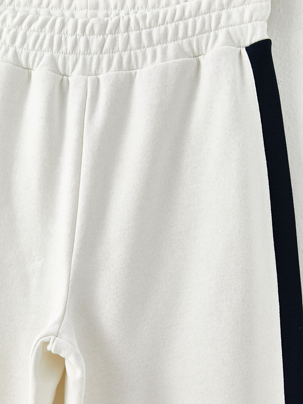 Ekru Beli Lastikli Renk Bloklu Kadın Eşofman Altı-7