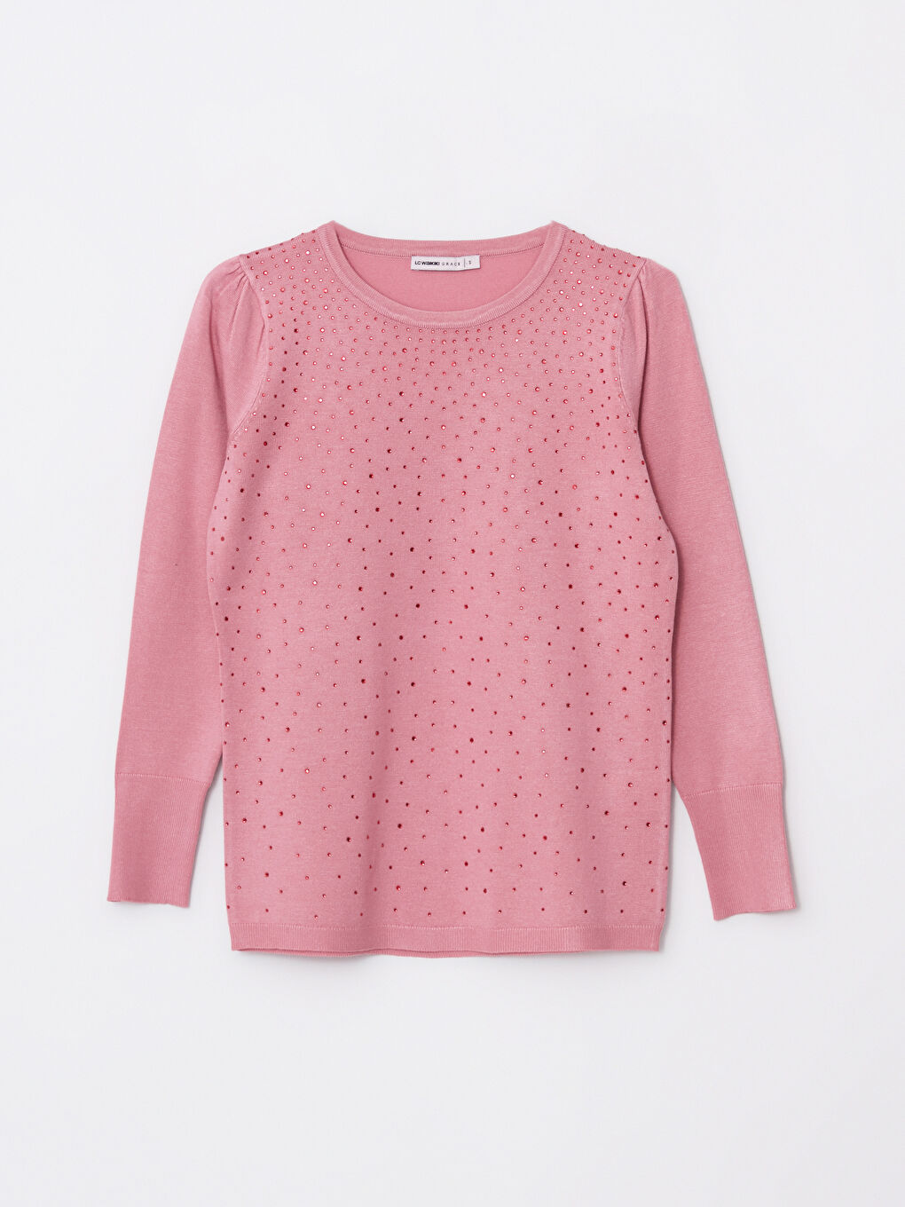 Crew Neck Sequin Embroidered Long Sleeve Women's Sweater-5