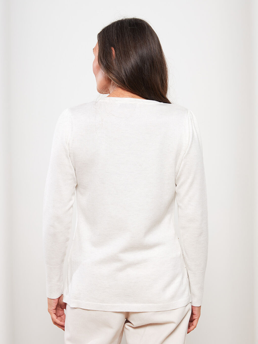 Bej Bisiklet Yaka Pul Payet İşlemeli Uzun Kollu Kadın Kazak-4