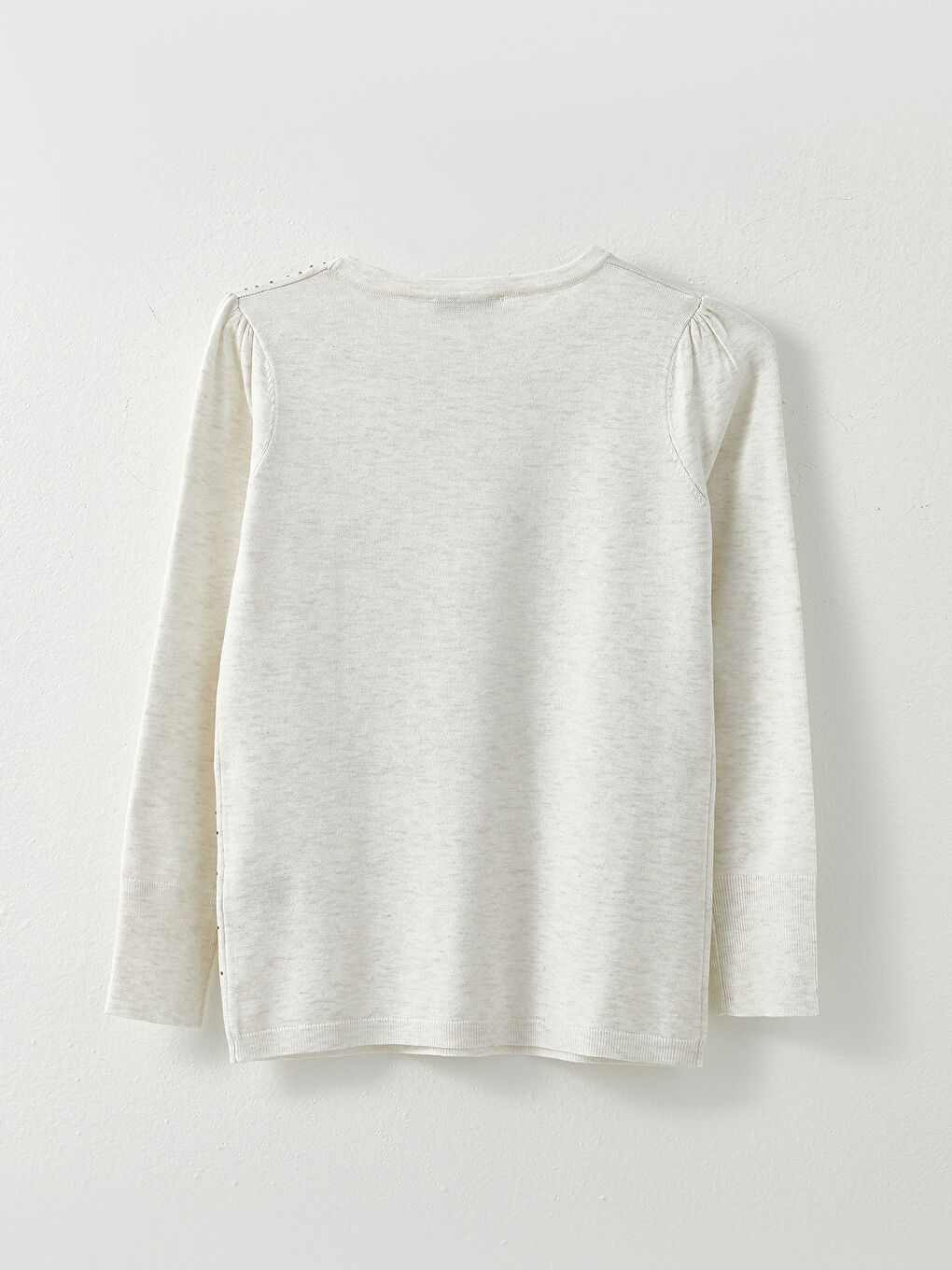 Bej Bisiklet Yaka Pul Payet İşlemeli Uzun Kollu Kadın Kazak-6