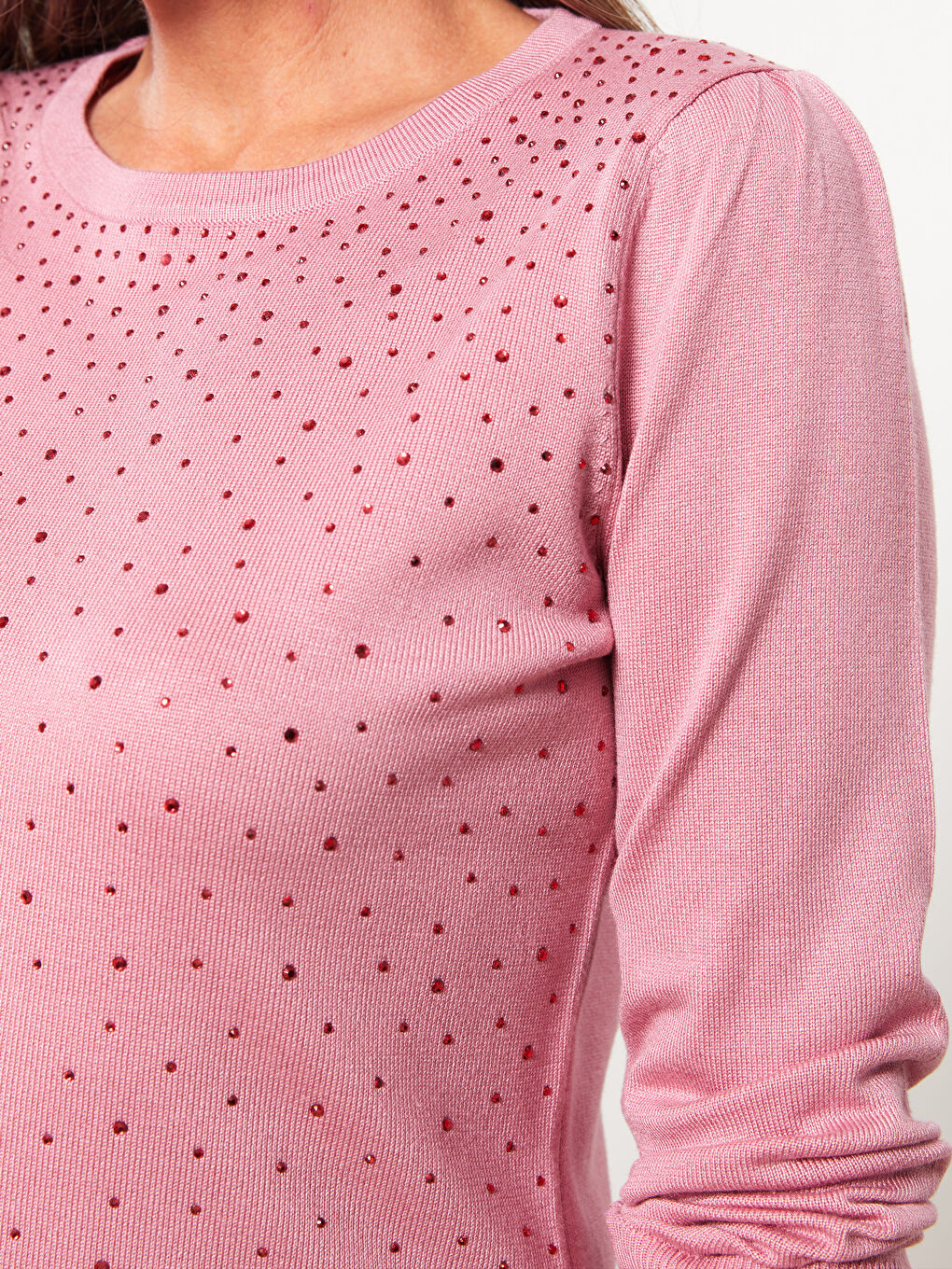 Crew Neck Sequin Embroidered Long Sleeve Women's Sweater-3