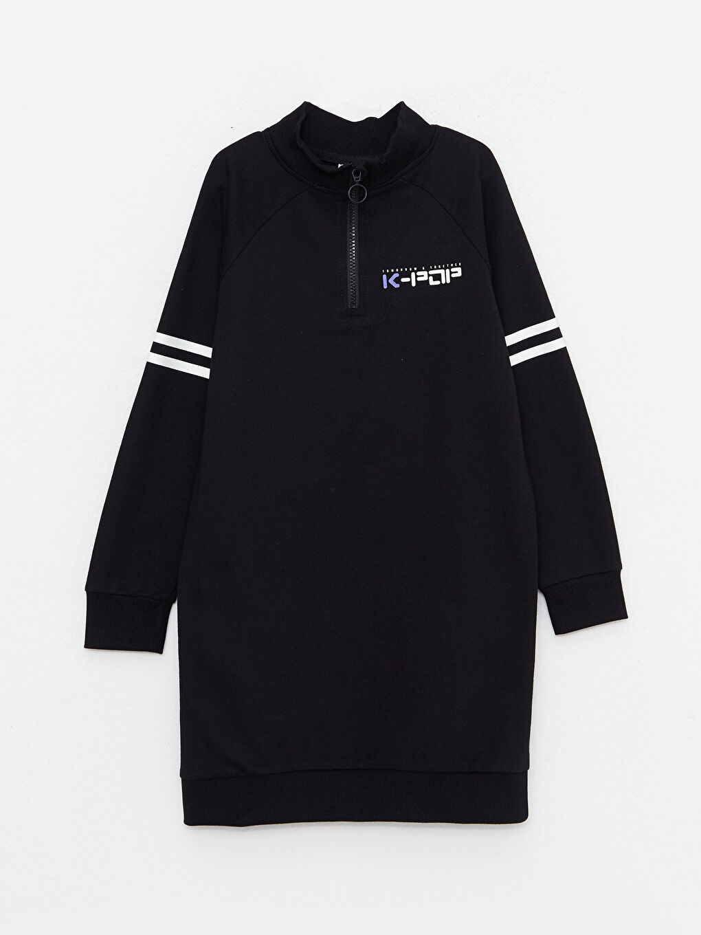 Turtle Neck Printed Long Sleeve Girl Dress