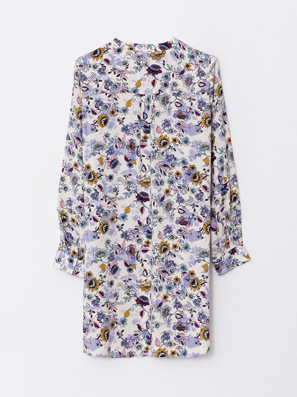 Crew Neck Patterned Long Sleeve Poplin Women's Tunic-6