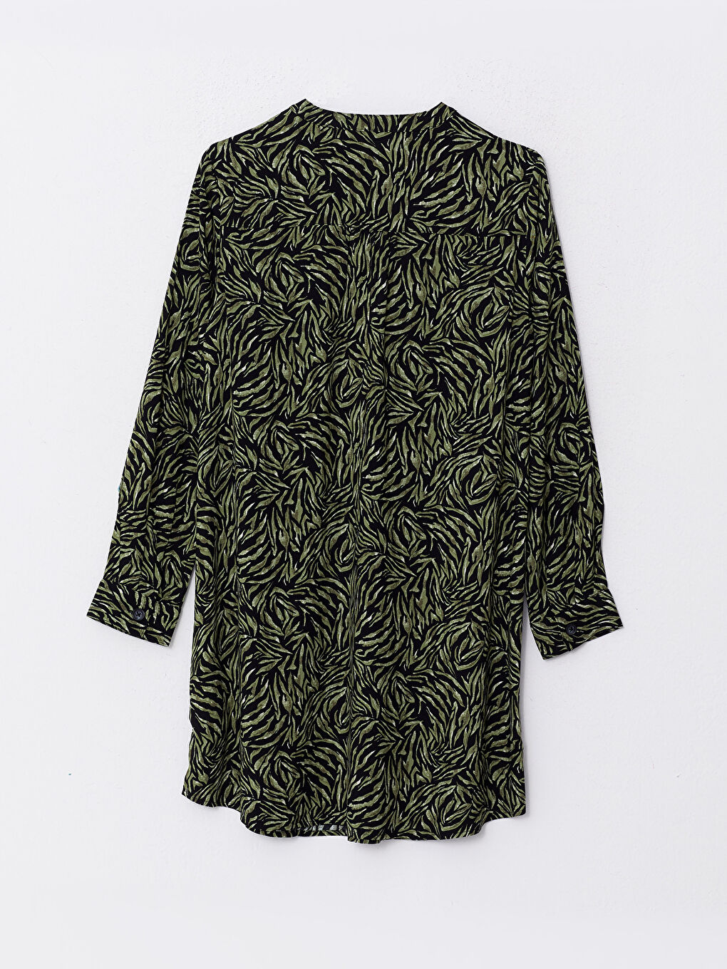 Crew Neck Patterned Long Sleeve Poplin Women's Tunic-6
