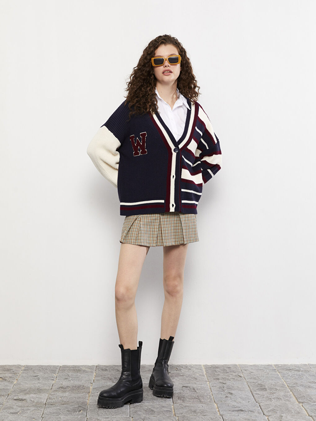 V Neck Color Block Long Sleeve Women's Knitwear Cardigan-7