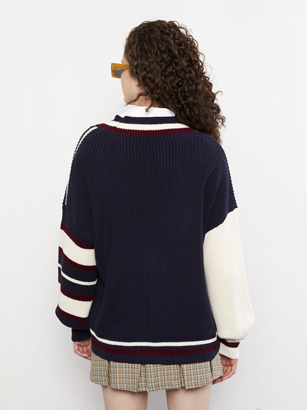V Neck Color Block Long Sleeve Women's Knitwear Cardigan-9