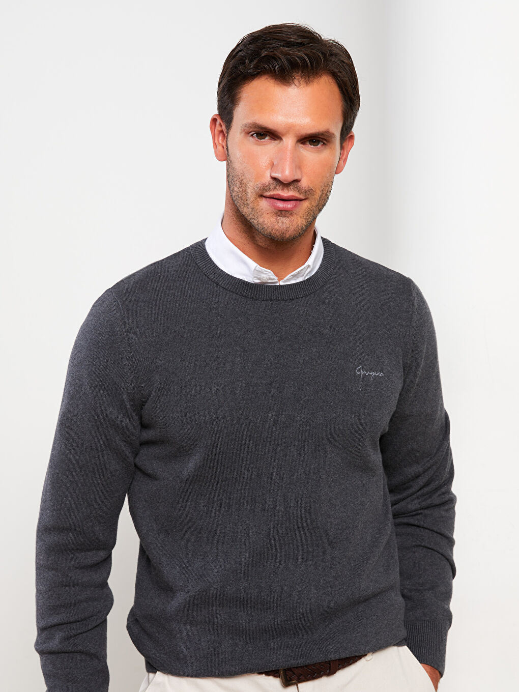 Antrasit Bisiklet Yaka Erkek Triko Kazak