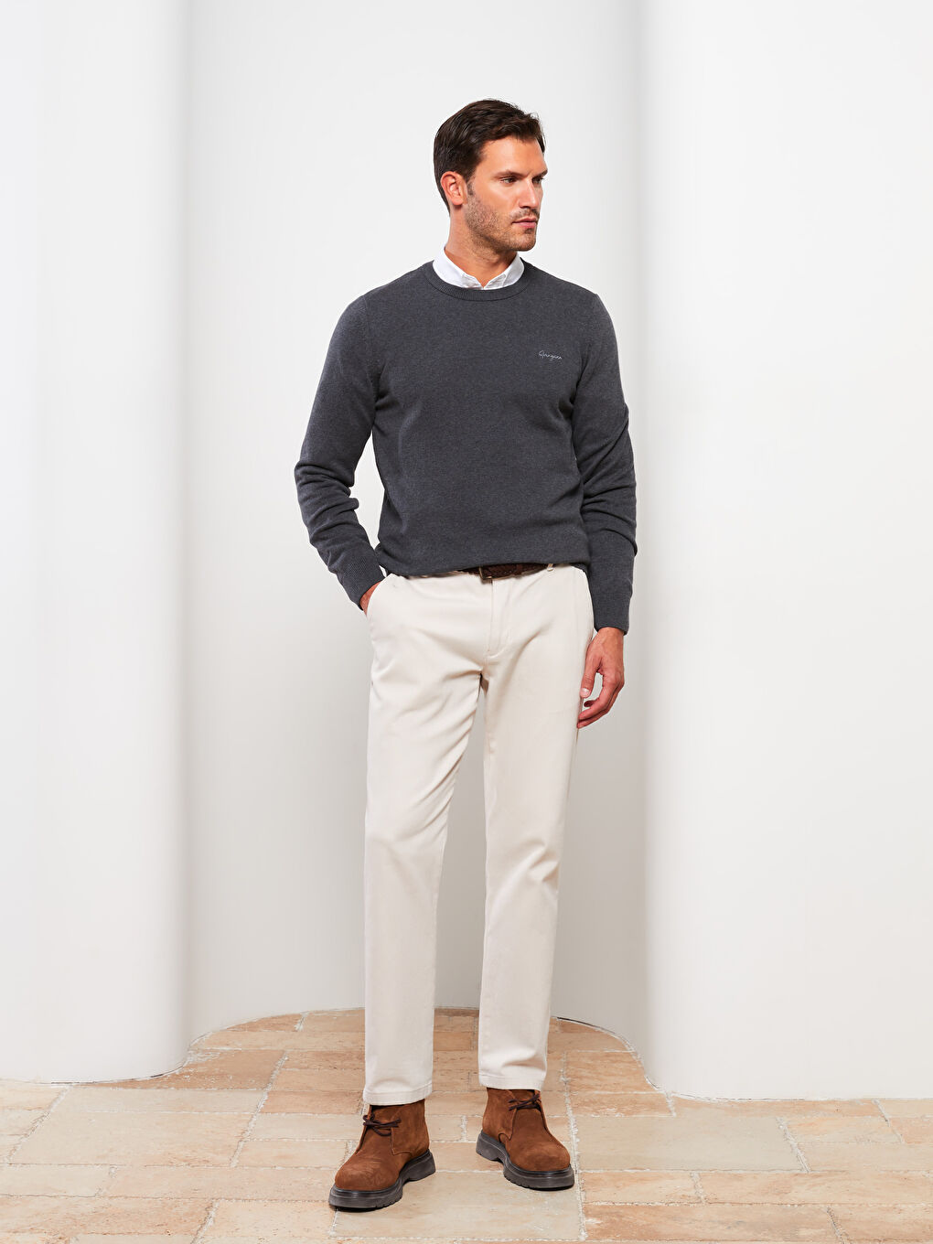 Antrasit Bisiklet Yaka Erkek Triko Kazak-2