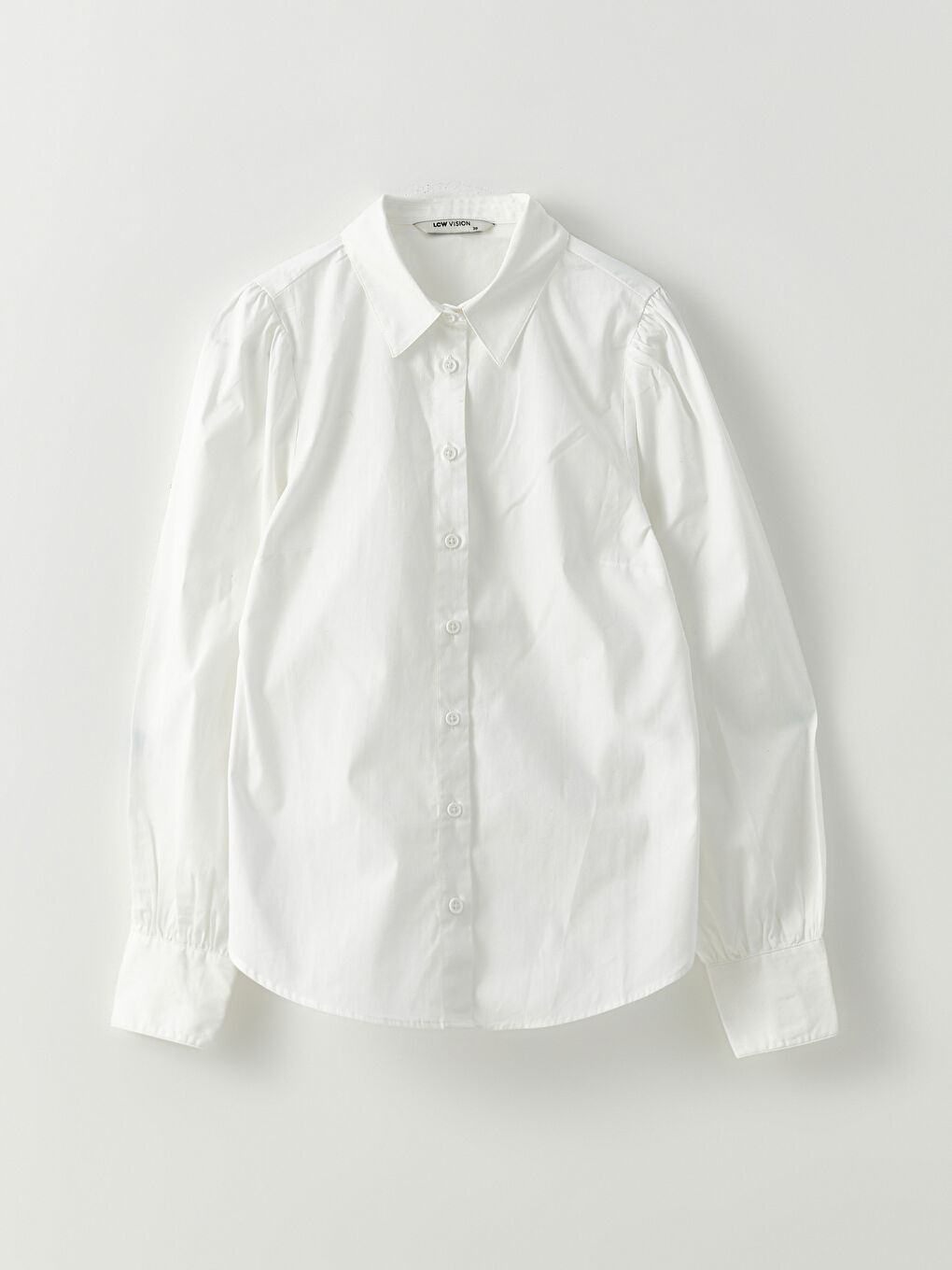 Buttoned Regular Long Sleeve Poplin Women's Shirt-6