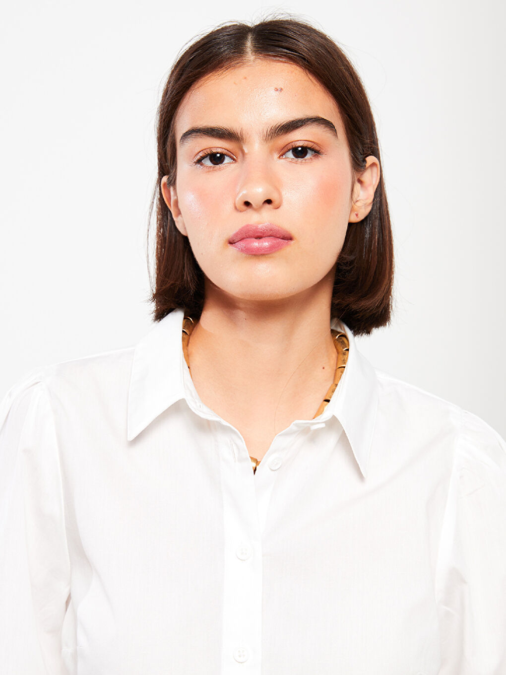 Buttoned Regular Long Sleeve Poplin Women's Shirt-2
