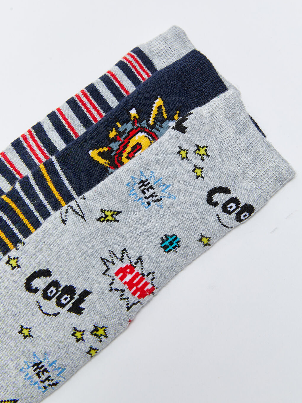 LCW Kids Gemusterte Knöchelsocken aus Frottee für Jungen, 3er-Pack -W2CV02Z4-K00