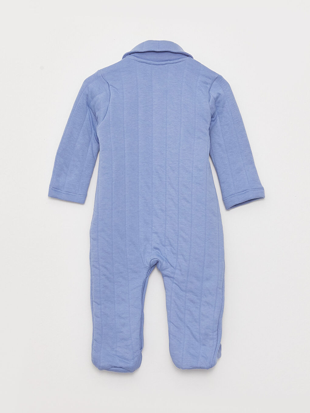 Mavi Polo Yaka Uzun Kollu Erkek Bebek Tulum-1