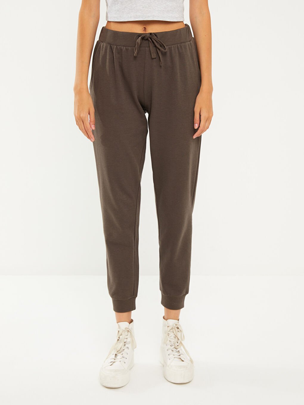 Women's Elasticated Waist Plain Sweatpants-3