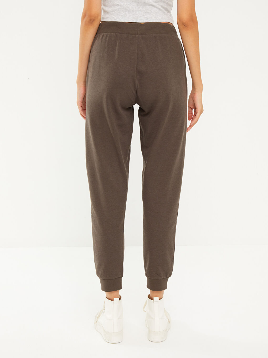 Women's Elasticated Waist Plain Sweatpants-4