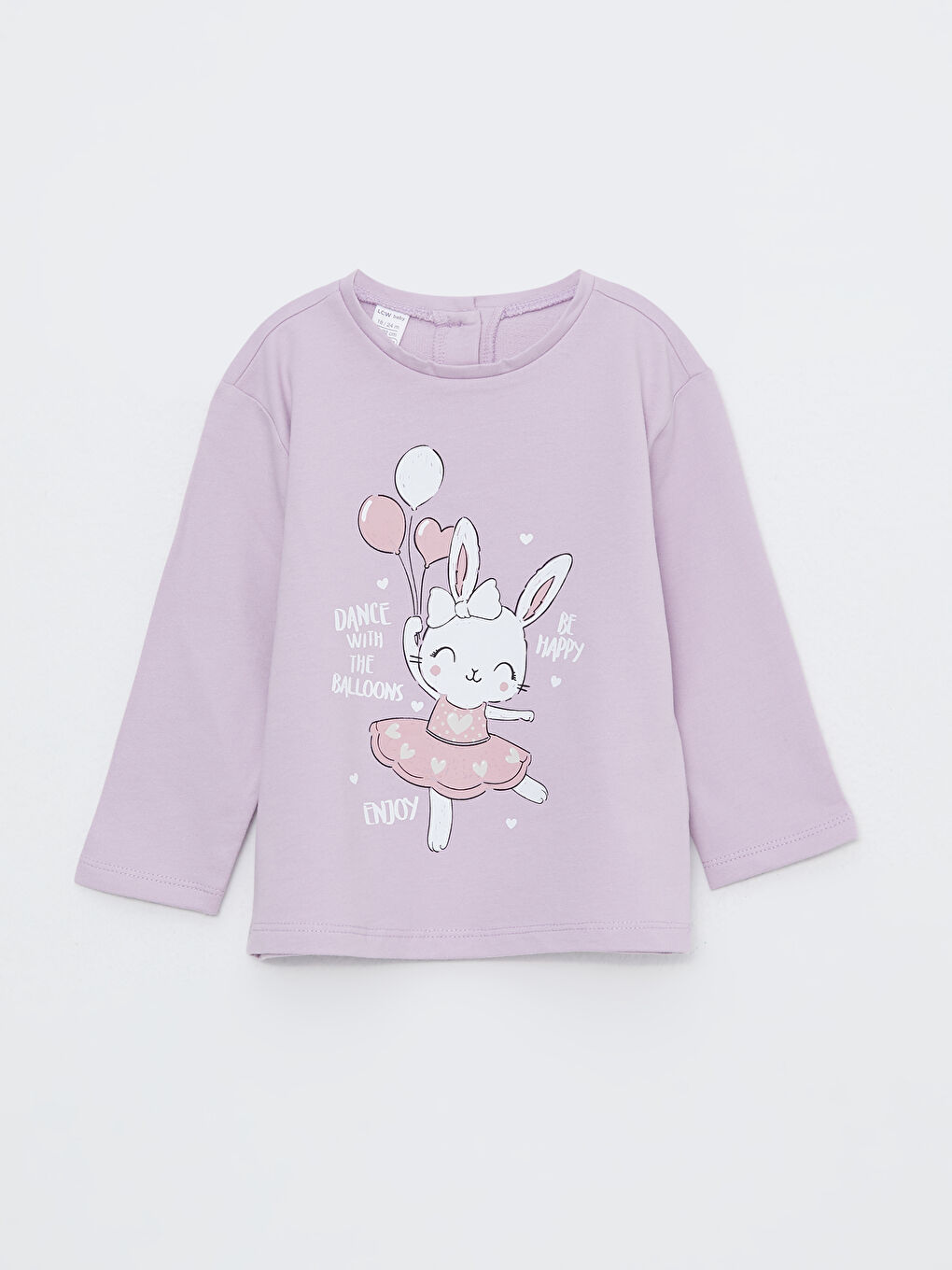 LCW ECO Bisiklet Yaka Uzun Kollu Baskılı Kız Bebek Tişört -W2CY06Z1-G3W