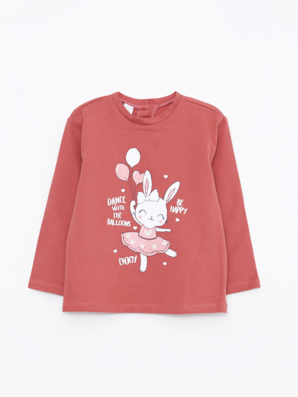 Crew Neck Long Sleeve Printed Baby Girls' T-shirt