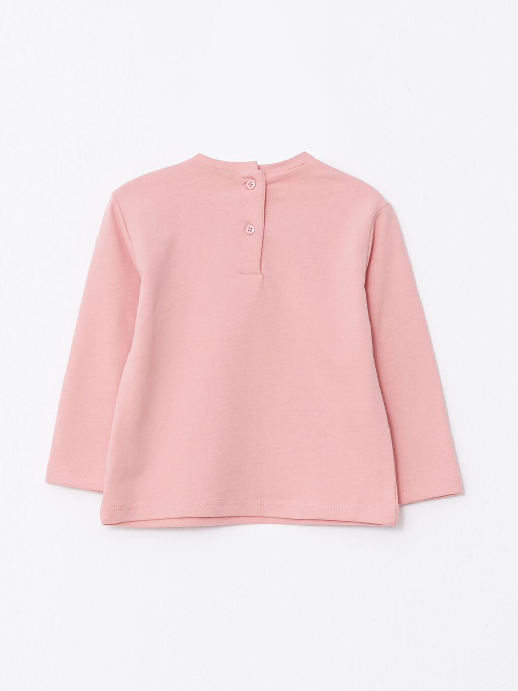 Pembe Bisiklet Yaka Uzun Kollu Baskılı Kız Bebek Tişört-1