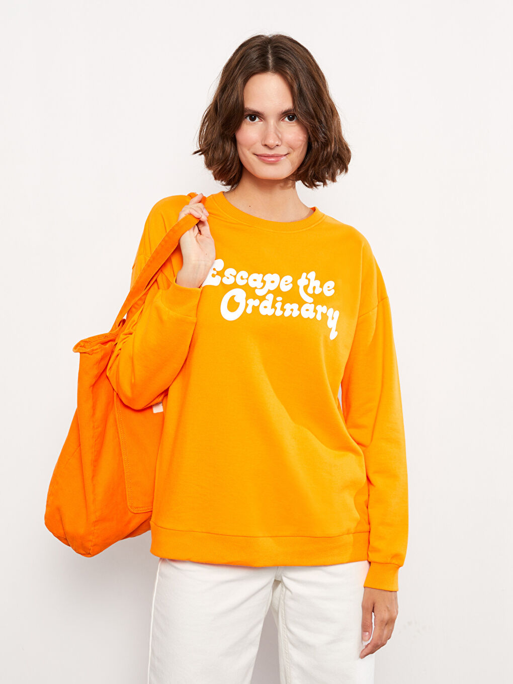LCW Vision Bisiklet Yaka Baskılı Uzun Kollu Kadın Sweatshirt -W2CY13Z8-FJD