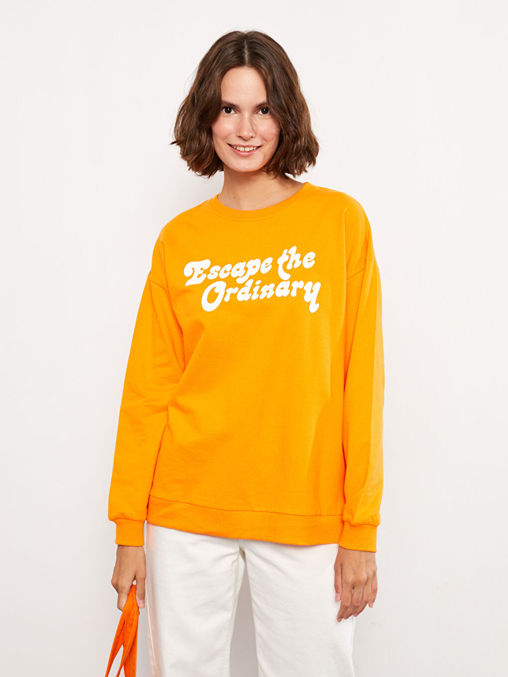 LCW Vision Bisiklet Yaka Baskılı Uzun Kollu Kadın Sweatshirt -W2CY13Z8-FJD