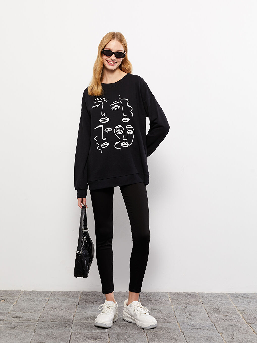 LCW Vision Rundhalsausschnitt Bedruckt Langarm Damen Sweatshirt -W2CY15Z8-RQN